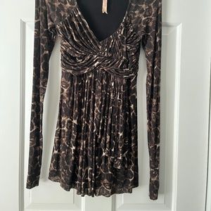 Bailey 44 Lanyard Leopard Print Ruched Blouse Top Shirt Sz M